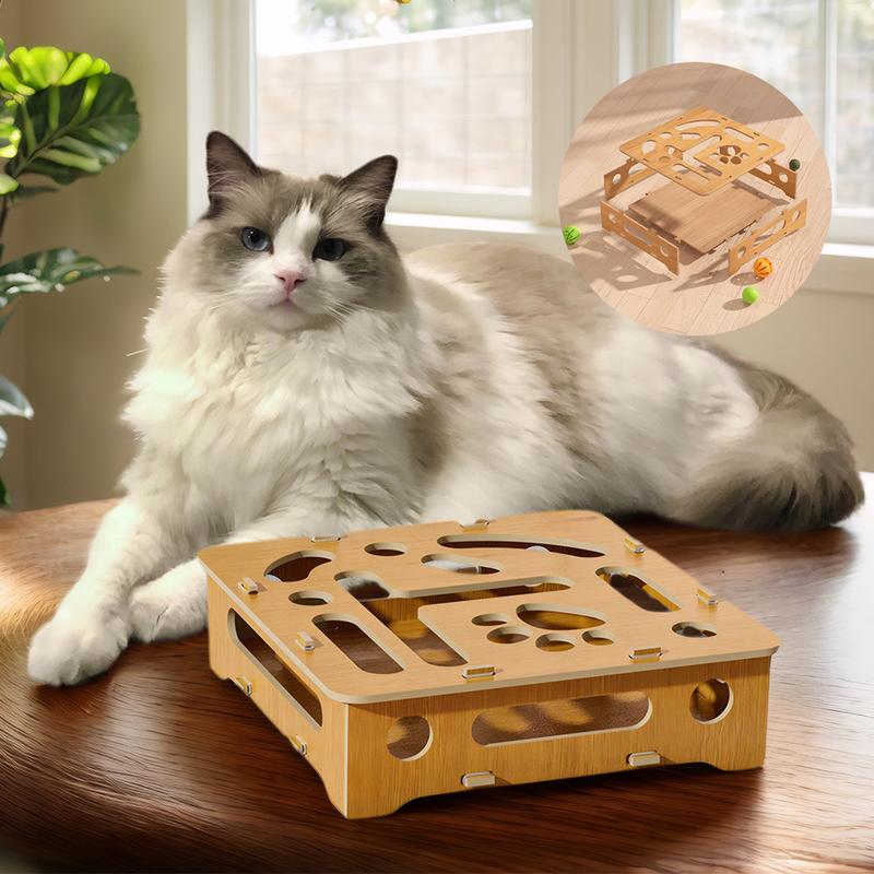 Interactive Cat Maze Box Toy, 5-Sided Track Design with Bells, Easy ...