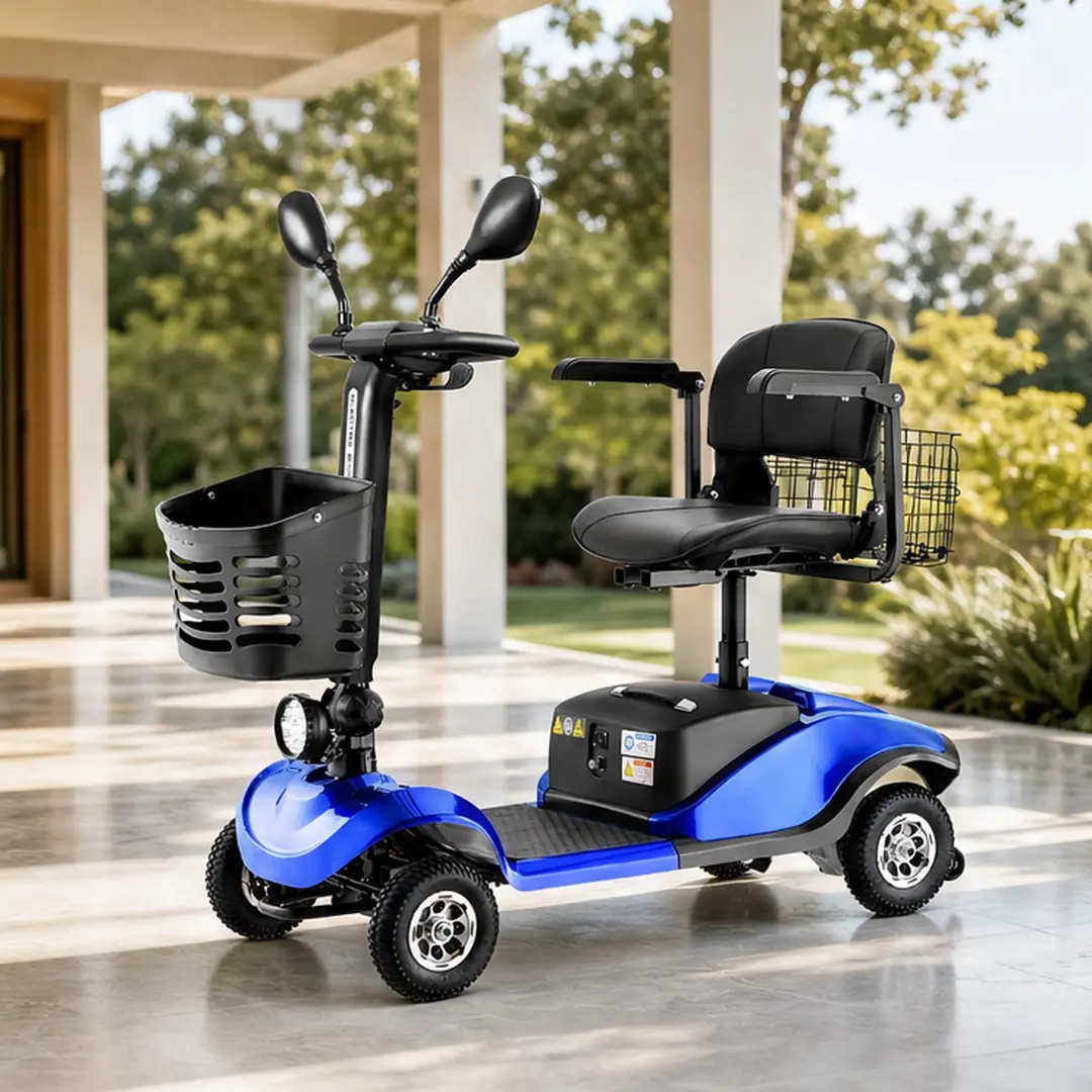 HEINSY ARCH Portable Commuting Foldable Ride On Scooter for Adults - 350W Motor, 2x12V20AH Lead-Acid Batteries, Stainless Steel Frame, 20.47w x42.52d x35.43h in, 70.00lb, All-Terrain Tires, Compact Fold, Adjustable Seat, Blue, Ideal for Commute