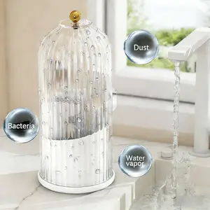 2026 New Gift 3-Slot Rotating Dustproof Toothbrush Holder with Cover -All-in-One Organizer for Electric Toothbrushes, Toothpaste& Makeup Brushes | Bathroom Countertop & VanityStorage