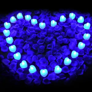 2000/4000/8000pcs Artificial Rose Petals with LED Tea Lights Kit, for Special and Romantic Night Valentine Wedding Decor(2000pcs Artificial Rose Petals + 24pcs Blue Lights)