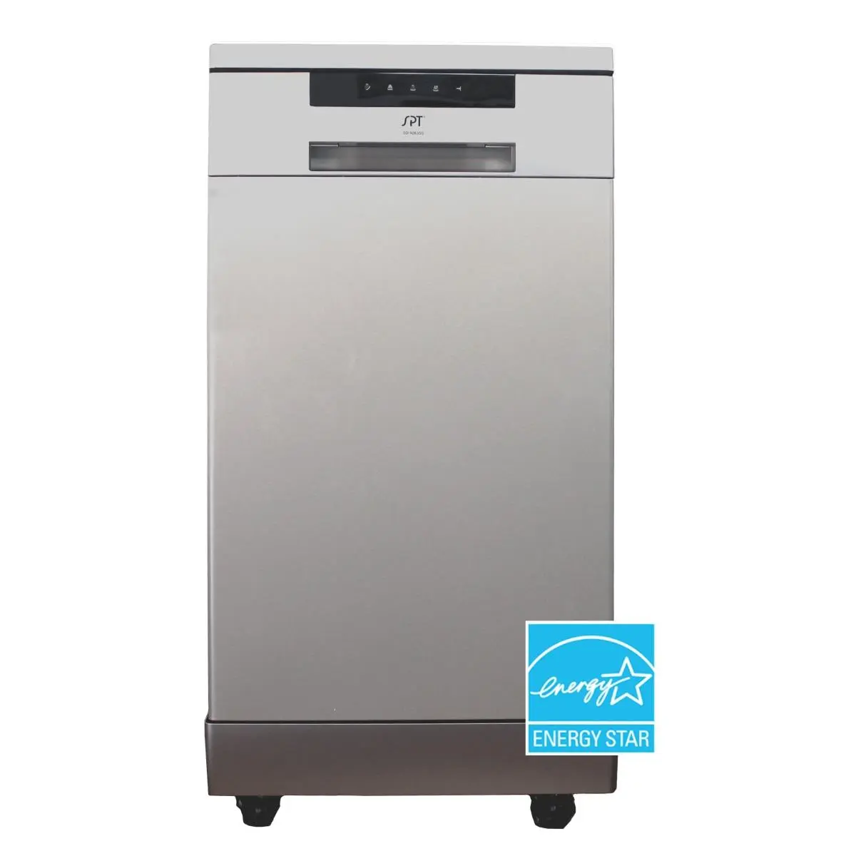 Sunpentown Modern 18-in Energy Star Portable Stainless Steel Dishwasher - 8 Place Settings, 1000W, 118 lbs, 120V/60Hz, 2.6-5 Gal, 46.5 in, 35.63 x 17.64 x 23.63 in, Rinsing Aid Compatible for Family Kitchens
