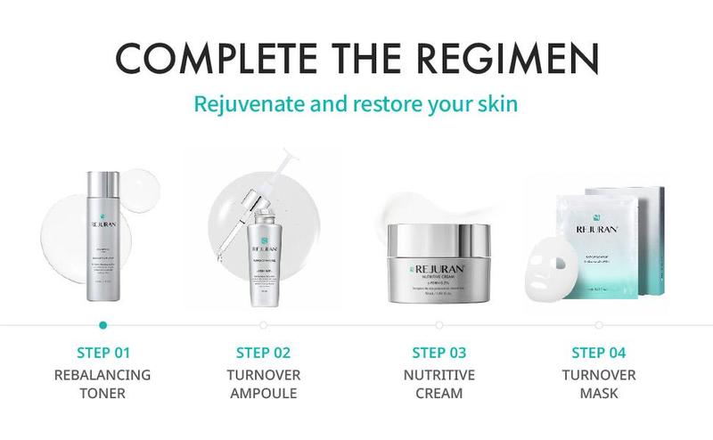 REJURAN Turnover Ampoule 1.01 fl oz & Rebalancing Toner 4.05 fl oz - c-PDRN - Anti-Aging Face Serum for Firmness, Radiance - Hydrating Soothing Facial Toner Improve Skin Texture Korean Skin Care
