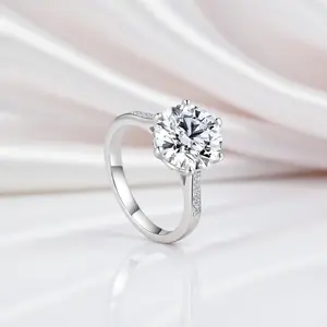 3.5Ct Round Diamond Option Six Prong Shiny Engagement Ring