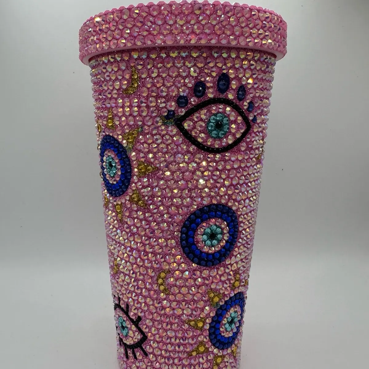 Evil eye rhinestone crystal tumbler