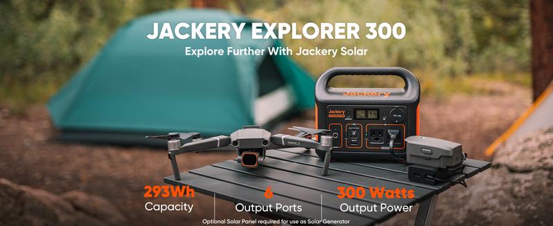 Jackery Portable Power Station Explorer 300 and 5m Extension Cord, 293Wh Backup Lithium Battery, Solar Generator for Outdoors Camping Travel Hunting Blackout
