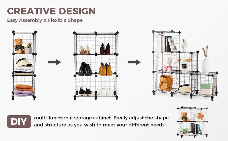 KITEXPERT 6-Cube Wire Storage Organizer，Multi-Use DIY Storage Cube Shelf for Books, Toys, Cat，Rabbit，Dog，Pet Supplies，Gift for Pet，Racks