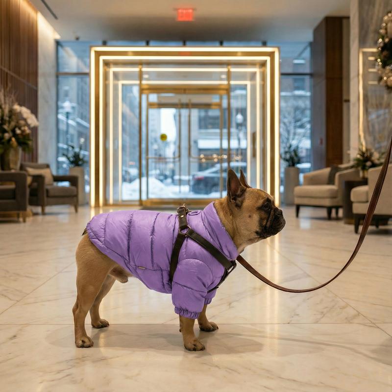 Frenchie Quilted Puffer Winter Jacket – Lightweight Water-Resistant Coat Designed for French Bulldogs
