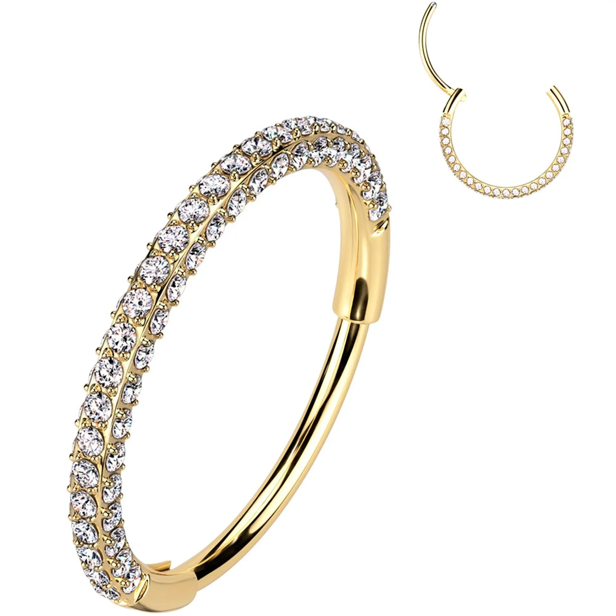 Body Candy 20 Gauge Gold PVD Implant Grade Titanium Triple Sided Micro Gem Hinged Nose Hoop (Select Size) hoop ring cz conch