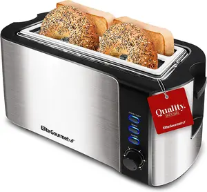 Elite Cuisine ECT-3100 Stainless Steel 4 Slice Long Toaster