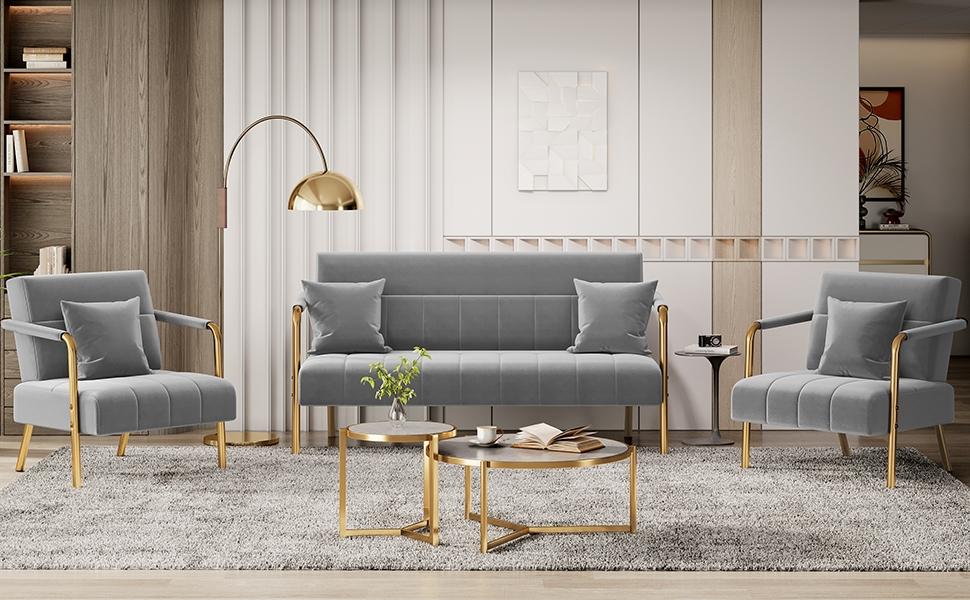 Yaheetech 56.5" W Modern Loveseat 2 Seater 2 Pillows Sofa Luxurious Velvet Fabric Couch for Bedroom, Home Office, Studio