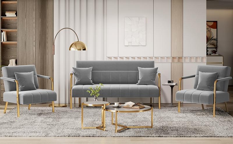 Yaheetech 56.5" W Modern Loveseat 2 Seater 2 Pillows Sofa Luxurious Velvet Fabric Couch for Bedroom, Home Office, Studio