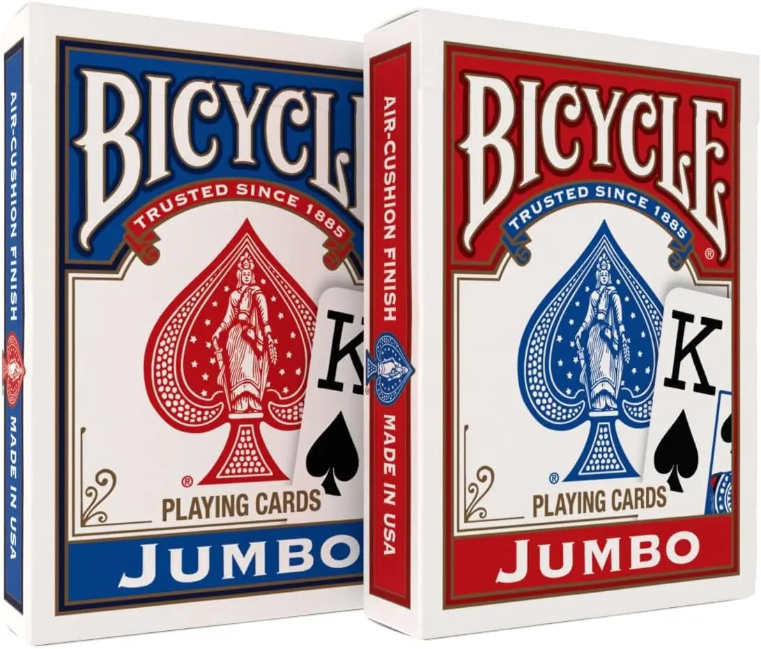 Jumbo Index Playing Cards , 2 Pack Large Print Poker Size Deck of Cards for Easy Reading, Family Card Games, and Casino Play Made In Usa Rummy