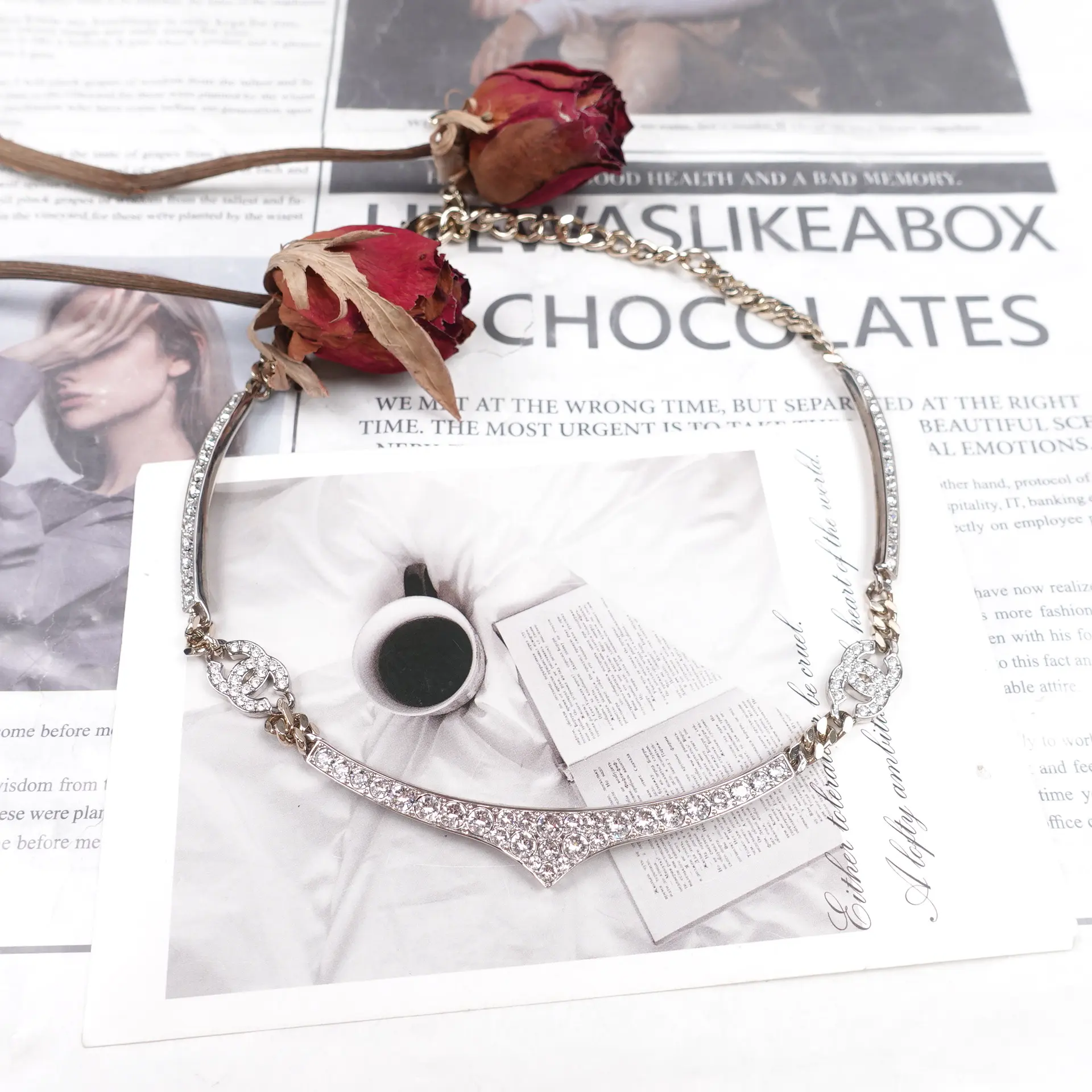 Pre-owned Chanel Crystal Choker T10357536