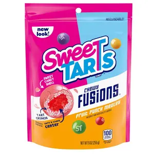 SweeTARTS Chewy Fusions Candy, Fruit Punch Medley, Sweet and Tart, 9 Ounce