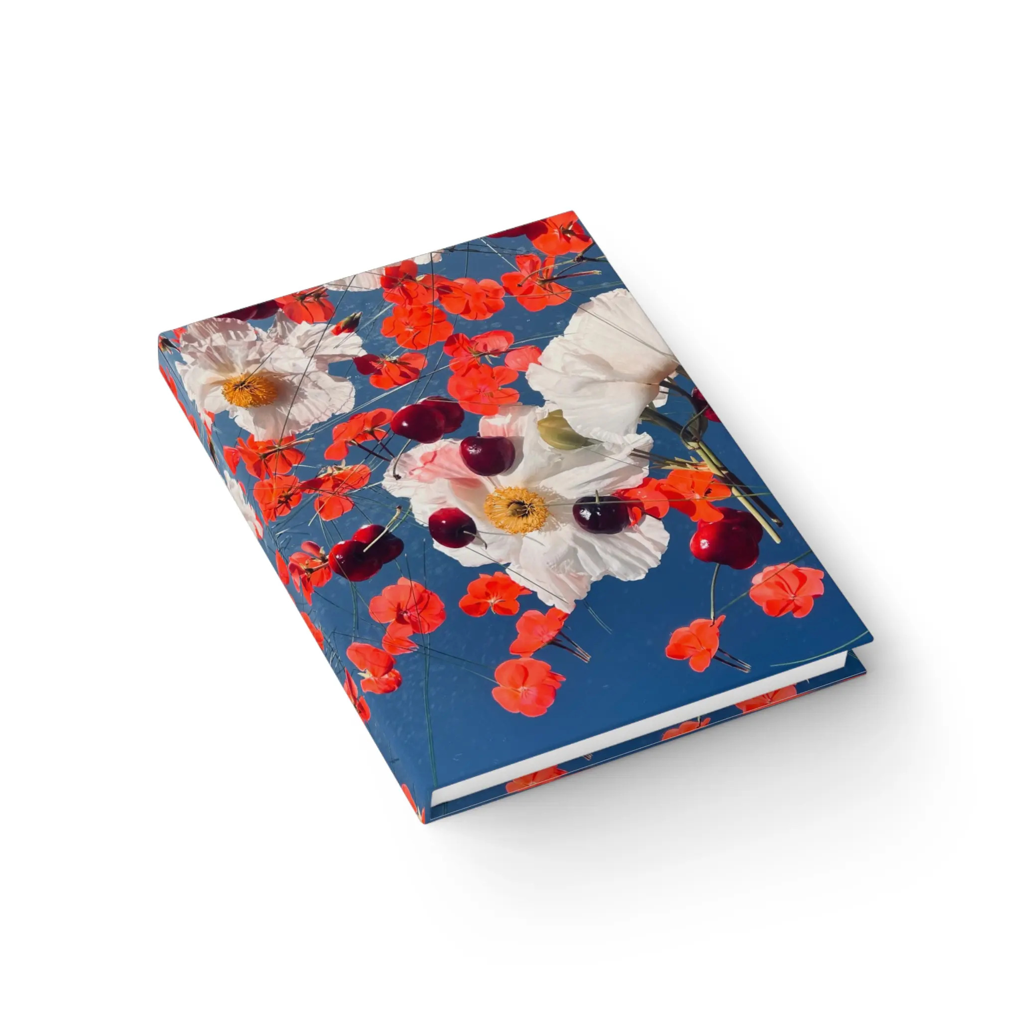 Summer in Bloom Journal | Custom Cover Vibrant Floral Hardcover Notebook | Personalized Cherry & Floral Collage Aesthetic for Joyful Memories & Gifts