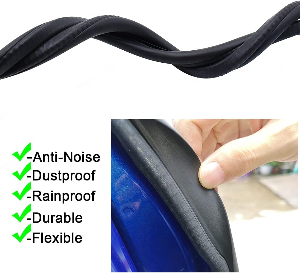 Car Door Seal Strip - 2PCS B-Pillar Sealing Strip, Automotive Rubber Frame with Buckle EPDM Gasket Weather Stripping for Soundproofing, Dustproof Noise Reduction Edge Trim, Silent | Universal for Cars, Trucks, SUVs, RVs