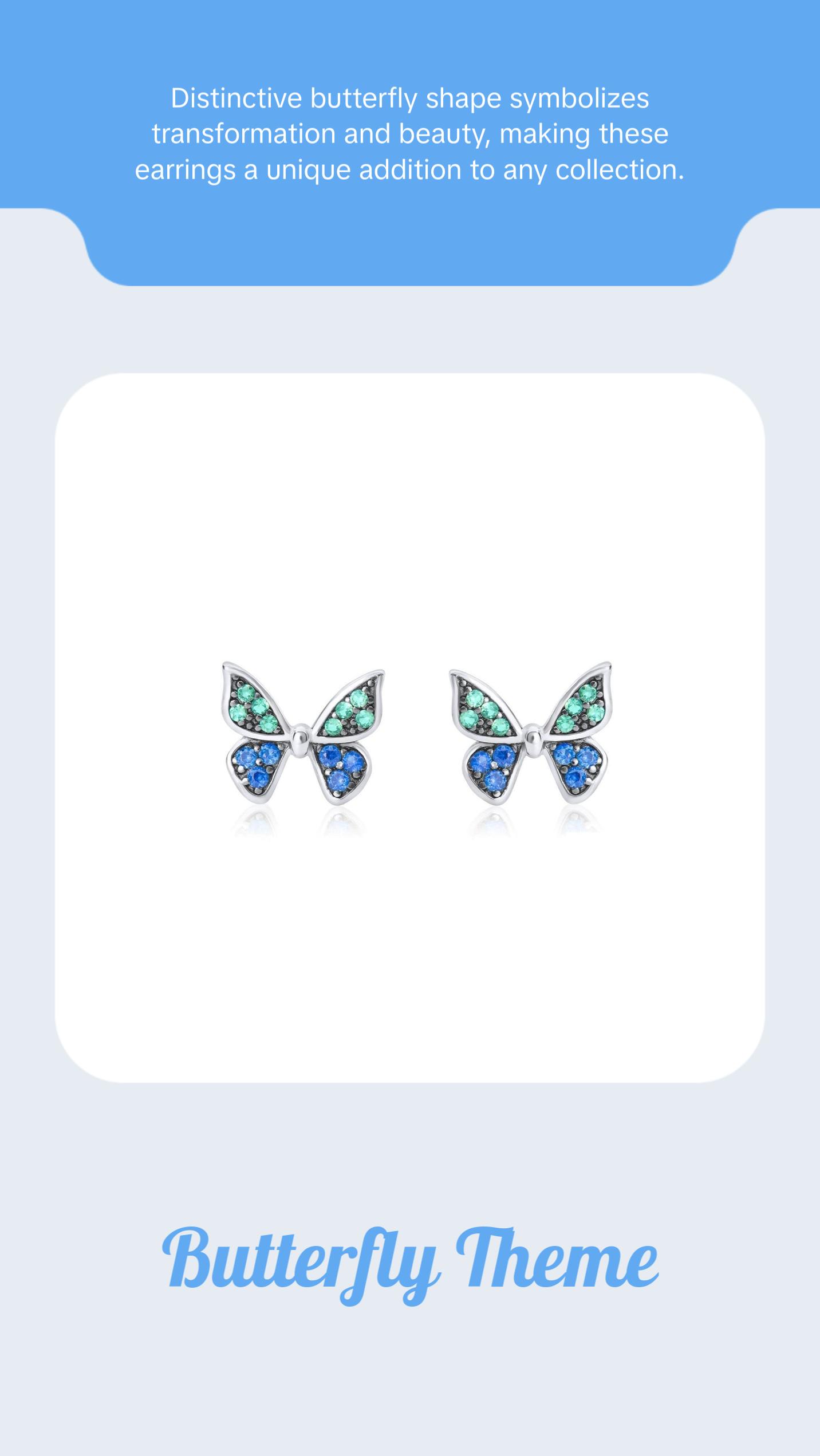 Dainty Monarch Butterfly Sterling Silver Butterfly Earrings