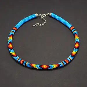 Handmade Native American Beaded Necklace | Unisex Tribal Choker Jewelry for Men & Women | 4 Unique Designs Modern Versatile Accessories