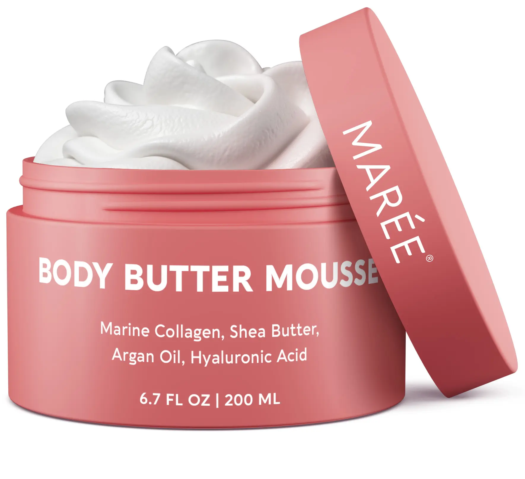 Moisturizer Body Butter Mousse MARÉE 6.7 FL OZ 200 ML with Marine Collagen Shea Butter & Argan Oil for Women & Men Hydrating & Nourishing Cream