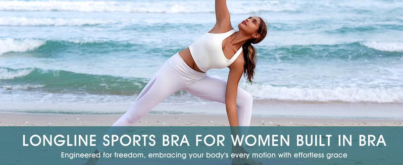 PINSPARK Sports Bra Longline Racerback Tank Tops for Women Padded Workout Yoga Top OutdoorFun