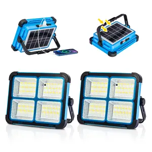 【Buy 1 Get 1 Free】Solar Rechargeable LED Work Light, 288 Super Bright 5730 Beads Floodlight with USB & Type-C Charging, 5 Lighting Modes, Waterproof IP66 Portable Lamp for Camping, Fishing, Emergency & Outdoor Use
