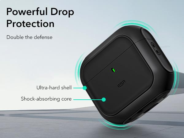 ESR for AirPods 4 Case, Airpods Pro Case 2nd/1st Gen (2023/2022/2019) Case (HaloLock), Compatible with MagSafe, Full Drop Protection Cover with Lanyard, Magnetic Lid Lock, Orbit Hybrid Series