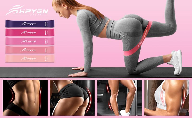 Resistance Bands, Exercise Bands Women, Resistance Bands for Working Out, Fitness Resistance Loop for Leg, Buttocks, Shape Body, Yoga, Pilates, Set of 5 Different Levels Stretching Bands