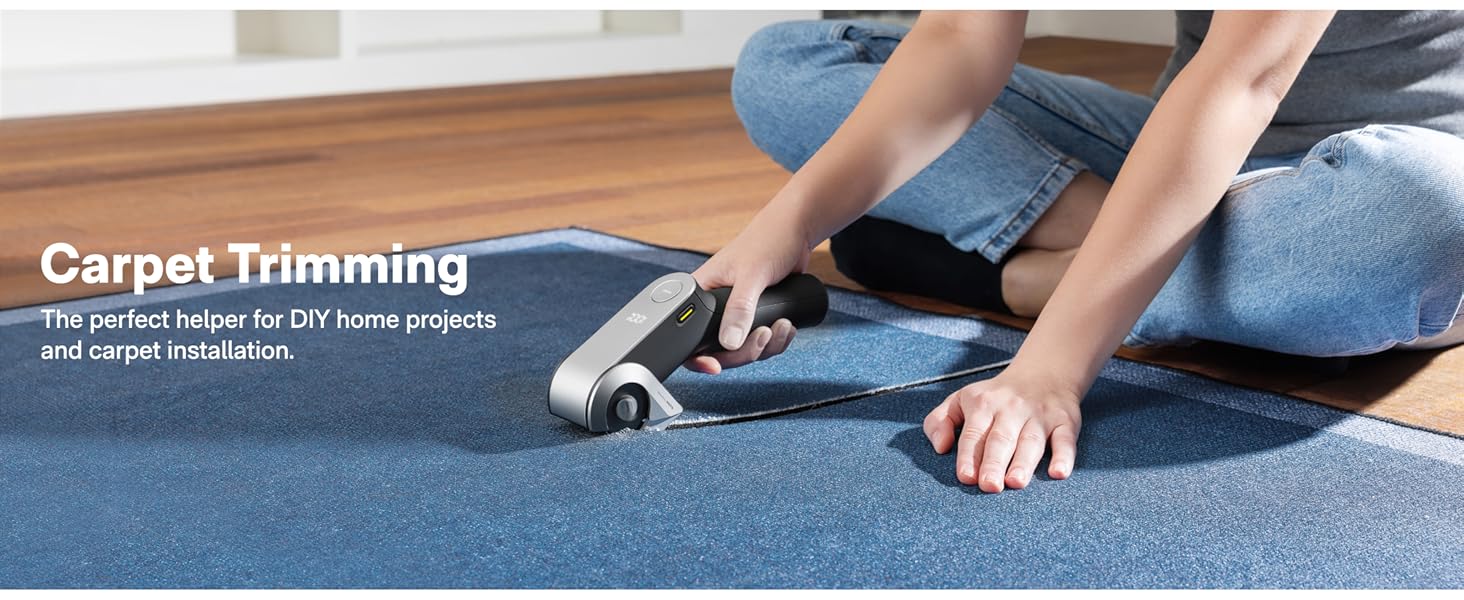 HOTO wireless EdgeFlow Cordless Electric Scissors with built-in sharpening stone, Titanium Blade & LED Display, Rechargeable Cardboard Box Cutter, Self-Sharpening & Tool-Free Easy-Swap, Safety Lock, for Cardboard, Fabric, Carpet, Leather