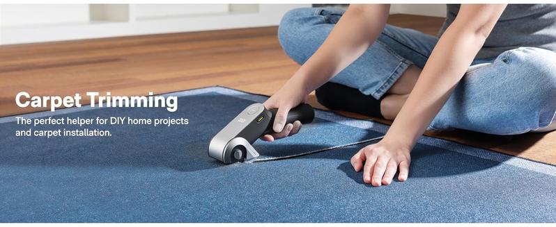 HOTO wireless EdgeFlow Cordless Electric Scissors with built-in sharpening stone, Titanium Blade & LED Display, Rechargeable Cardboard Box Cutter, Self-Sharpening & Tool-Free Easy-Swap, Safety Lock, for Cardboard, Fabric, Carpet, Leather