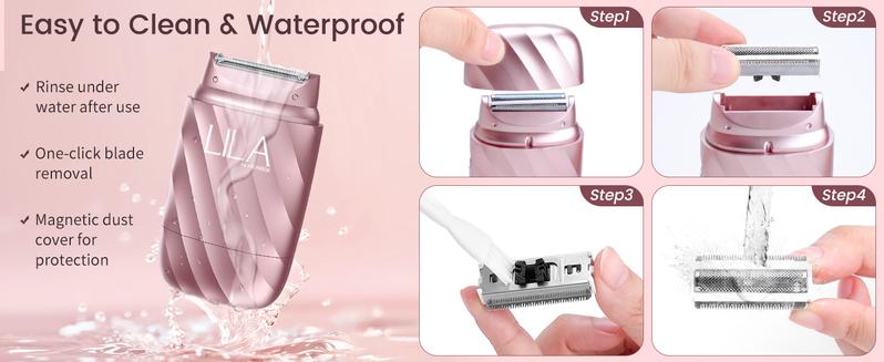 LILA Dual-Head Mini Electric Beard Shaver – Waterproof Rechargeable 2-in-1 Razor, Portable Full Body and Facial Epilator for Painless Trimming of Pubic Hair, Face, Underarms and Legs – 2025 New Shaver,Christmas gifts,New Year's gifts