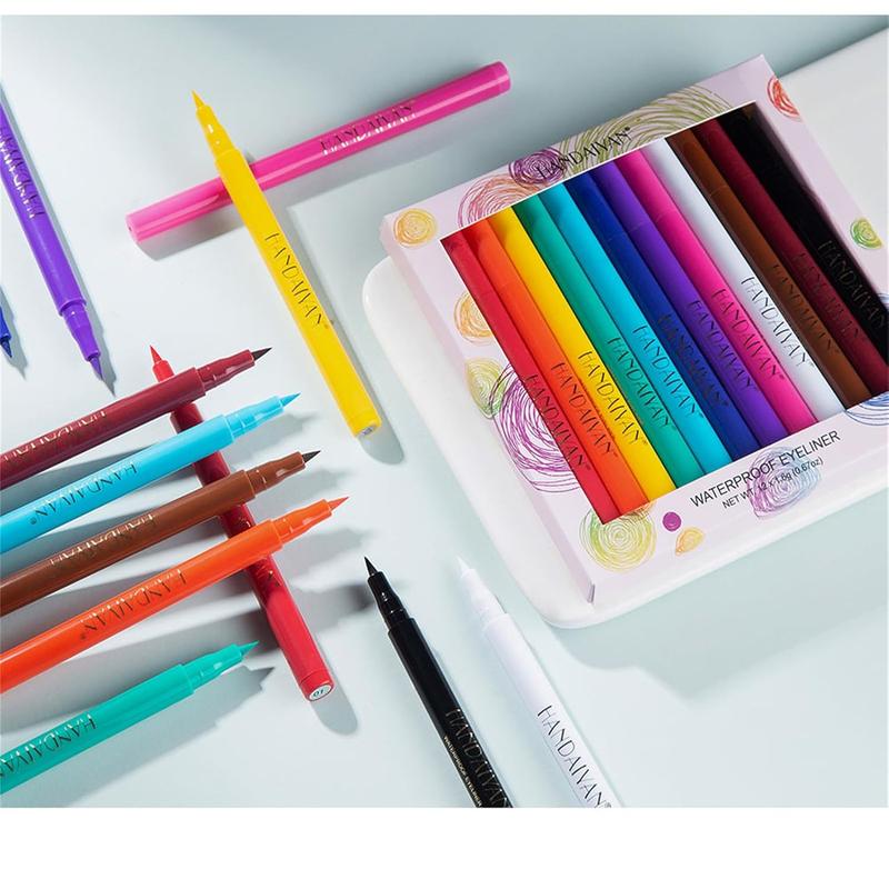 12 Colors Matte Liquid Eyeliner Set, Colorful Neon Eyeliner Pencil Rainbow Waterproof Long Lasting Matte Colorful Eyeliner Milti-Functional Eyeliner Eyeshadow Pen Valentine's Day Gifts for Women