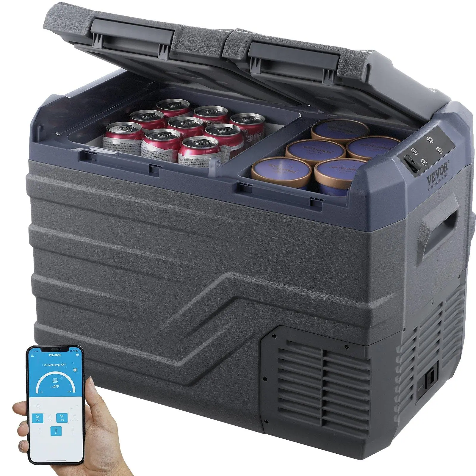 【SummerFinds】VEVOR Car Refrigerator, 12 Volt Car Refrigerator Fridge, 32 L Dual Zone Portable Freezer, -4℉-68℉ Adjustable Range, 12/24V DC and 100-240V AC Compressor Cooler for Outdoor, Camping, RV