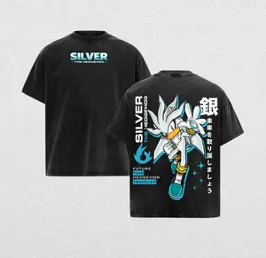 Silver the Hedgehog Cotton T-Shirt, Vintage Graphic Tee Washed for Fans of Sonic the Hedgehog Game, Printed Oversize Streetwear Top, Retro Gamer Unisex T-Shirt Hot 2026