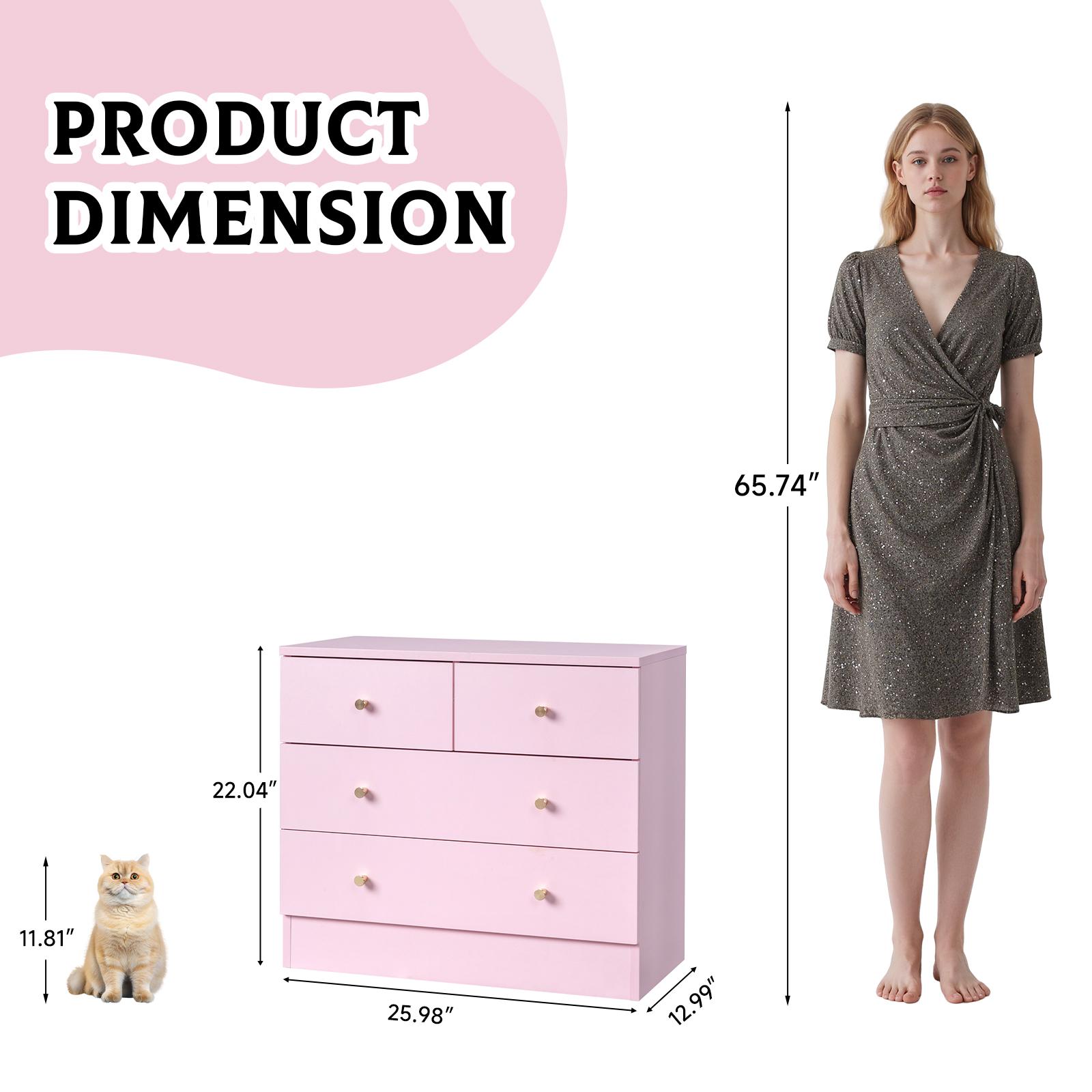 Karlhome Drawer storage cabinet Macaron powder particleboard with triamcinol coating, 66*33*89cm, five-layer six-drawer chest of drawers, matte gold handles