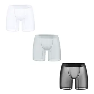 3 PCS ADANNU Ice Silk Transparent Boxers For Men See Through Male Underpants Seamless Underwear Ultra-thin Boxer Shorts