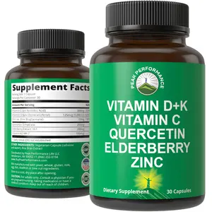 Immune Support Supplement with 6 Top Ingredients. Vitamin D3 K2 + Vitamin C + Elderberry + Zinc + Quercetin. Includes 5000 IU Vitamin D. Zinc 15mg. Immunity Capsules. Supplements for Women and Men