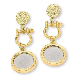 Bellezza 100 Lira Coin Bronze Horseshoe Design Earrings