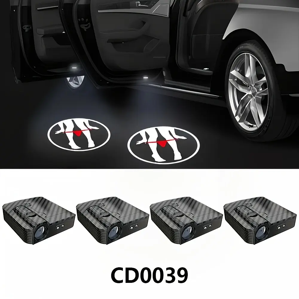 4pcs Door Lights - Sexy Women's Red Underwear Logo Projector - Universal Wireless Door LED Projection Light, Door Step LED Welcome Logo Shadow Ghost Light Projection Light, Suitable for All Brands of Cars LED Women's Red Underwear Welcome Light campingess