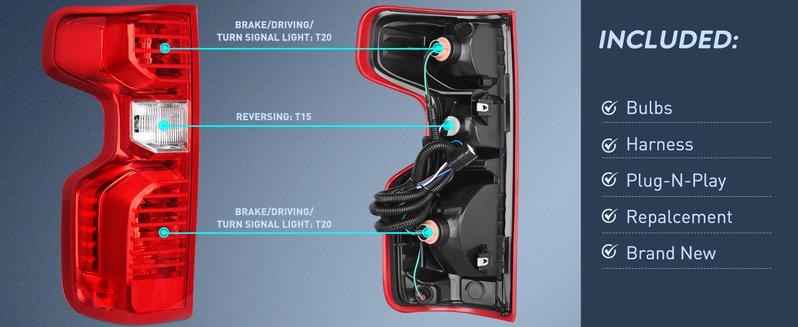 Nilight Taillight Assembly Compatible with 2019 2020 2021 2022 2023 2024 Chevy Silverado 1500 2020-2024 Silverado 2500HD 3500HD Rear Lamp Replacement OE Style Driver Side