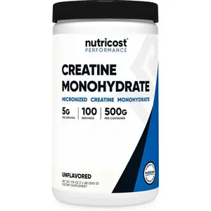 Nutricost Creatine Monohydrate Micronized Powder 500G, 5000mg Per Serv (5g) - 100 Servings, 17.9 Oz