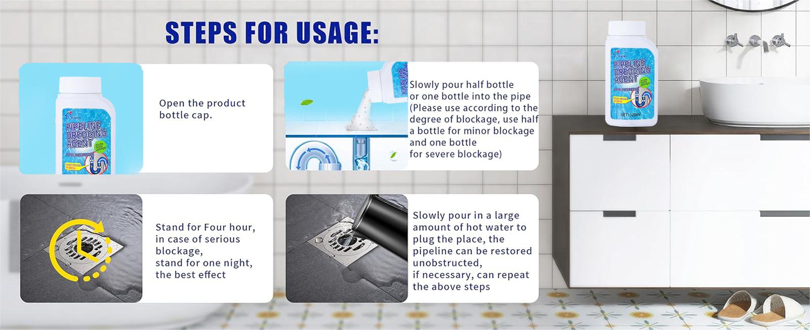 §Liapu Powerful Pipe Dredging Agent for Kitchen and Toilet Pipelines - Dissolves 200+ Blockages and Kills 99% of Bacteria