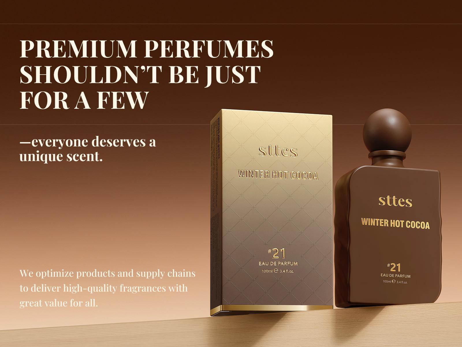 Sttes #21 Winter Hot Cocoa Memories  Perfume for Women - Gourmand Eau de Parfum with Chocolate, Milk & Vanilla, 100ml / 3.4 fl oz