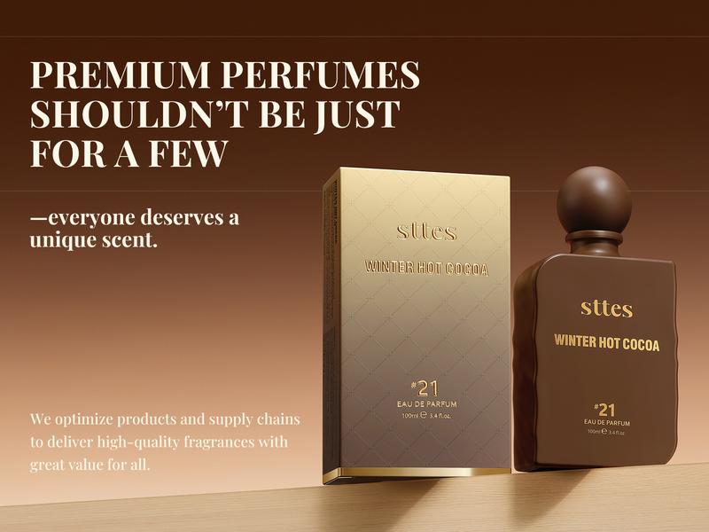 Sttes #21 Winter Hot Cocoa Memories  Perfume for Women - Gourmand Eau de Parfum with Chocolate, Milk & Vanilla, 100ml / 3.4 fl oz