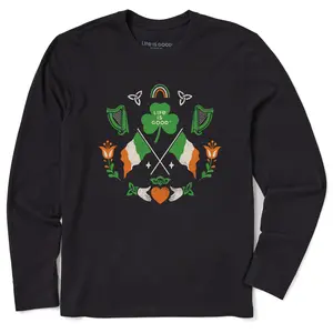 Men's Mirror Clover Irish Flags Long Sleeve Crusher Tee