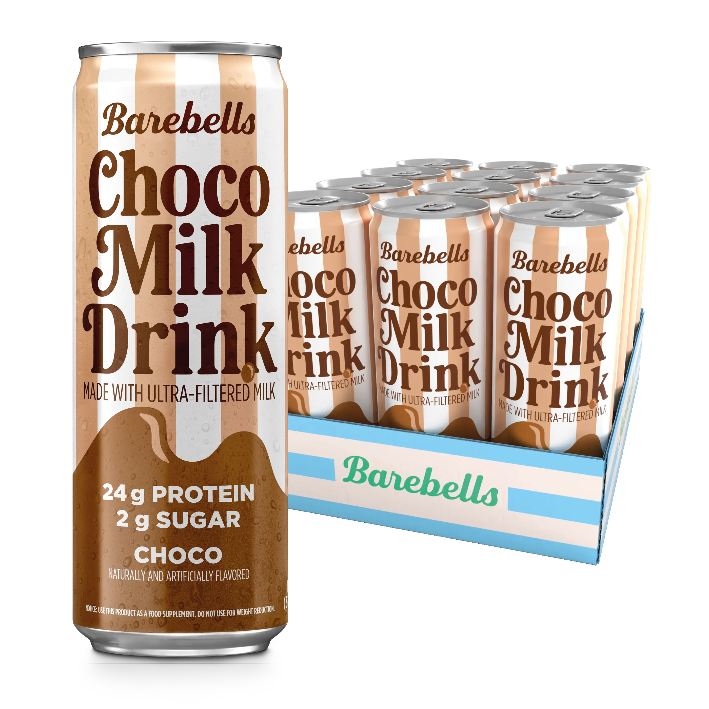 Barebells Choco Milk Drink – 12 Count – 11 FL OZ (325 mL) – Protein Milk Drink with 24g of Protein and Only 2g of Sugar – On-the-Go Protein Nutrition