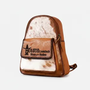Pecan Rodeo Genuine Hair-on Leather Backpack Travel Rucksack | Houston Livestock Show and Rodeo