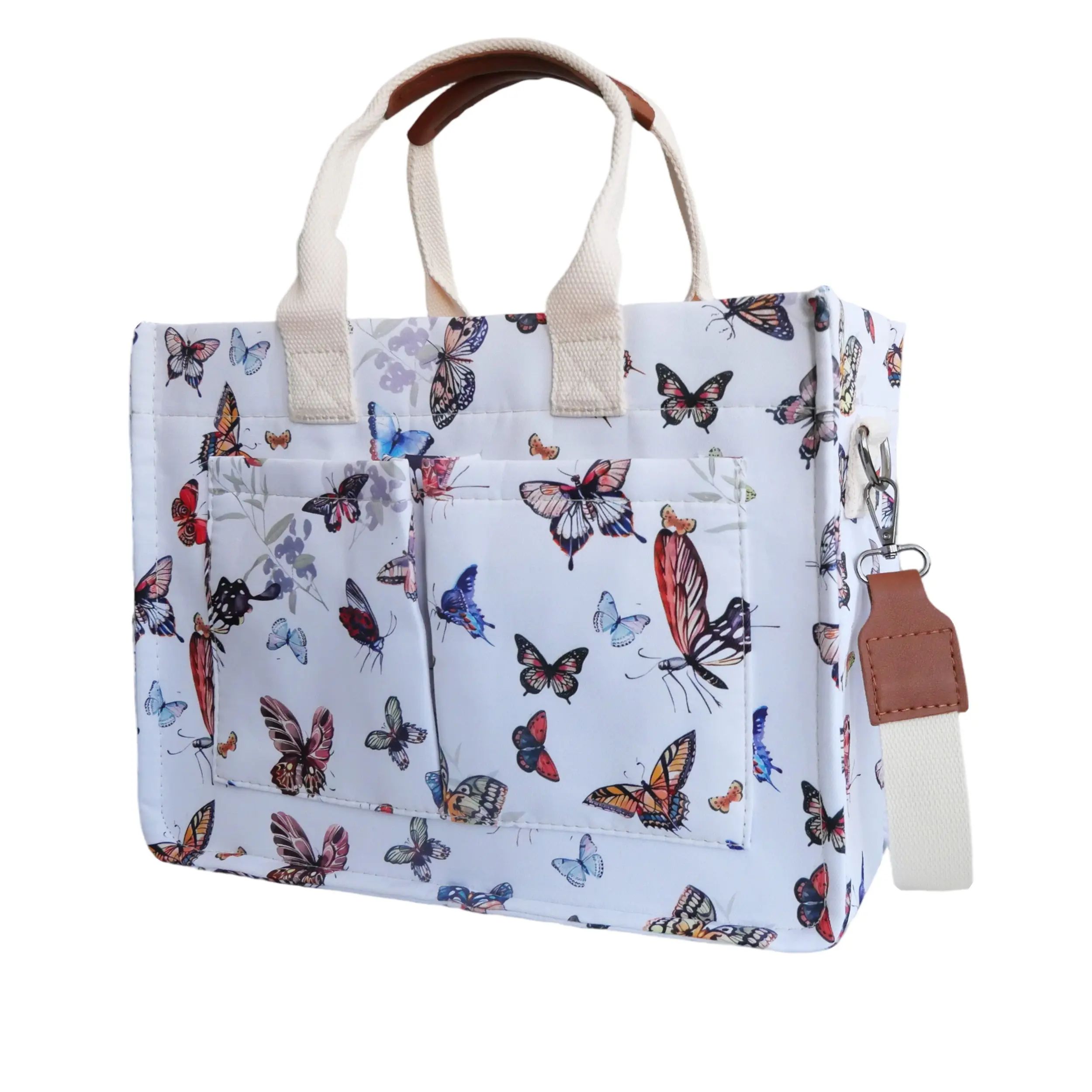 Women’s Printed Chic Butterfly Tote Bag - Magnetic, Adjustable Crossbody Fashion Bag, Handbag Shoulder Purse with Multi-Pockets, Durable Lightweight for Travel, Shopping