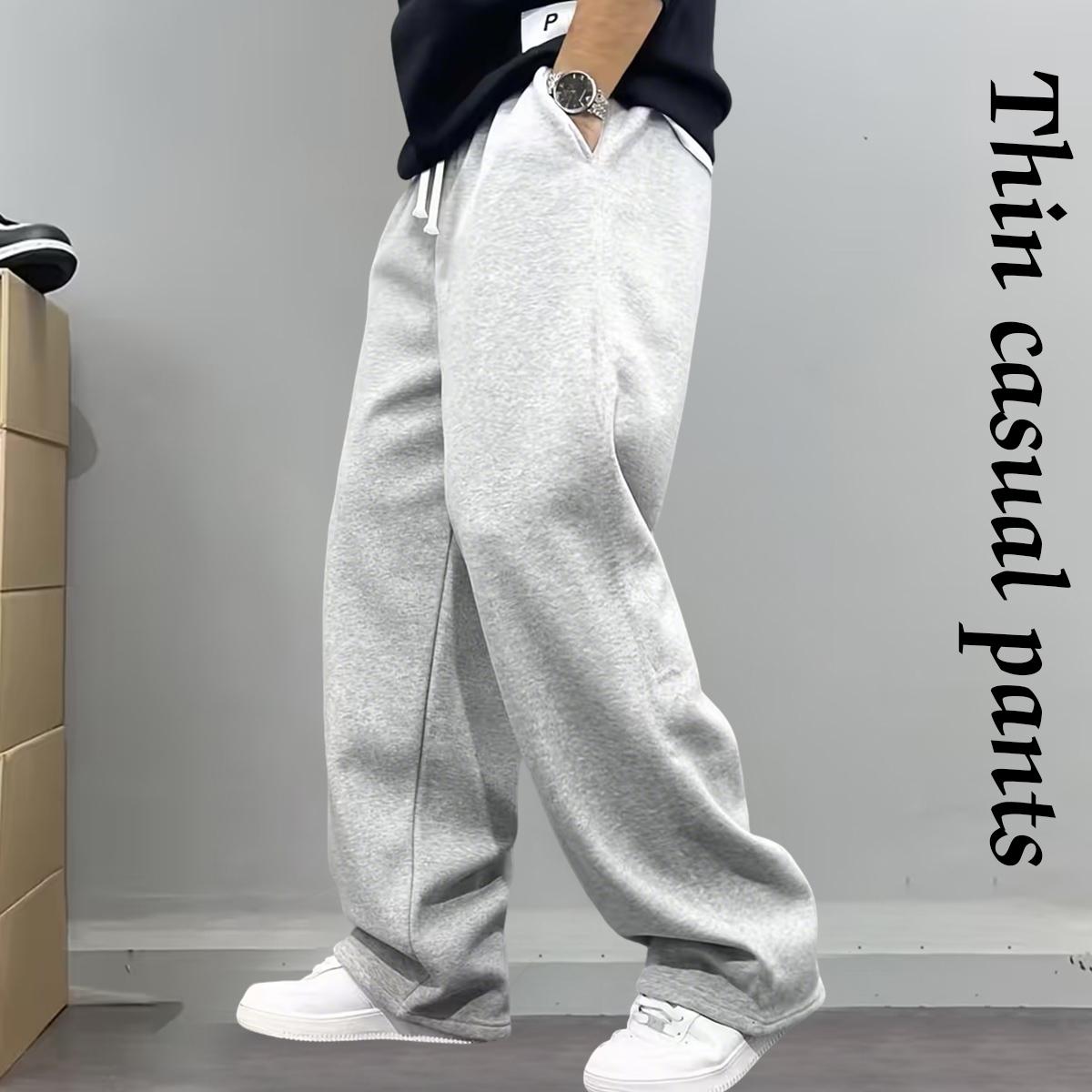 Men's Casual Jogger Pants - Elastic waistband with drawstring design, side pockets, all-season athletic style pants, comfortable fabric, durable material suitable for sports, workouts, and outdoor activities jin grey sweatpants