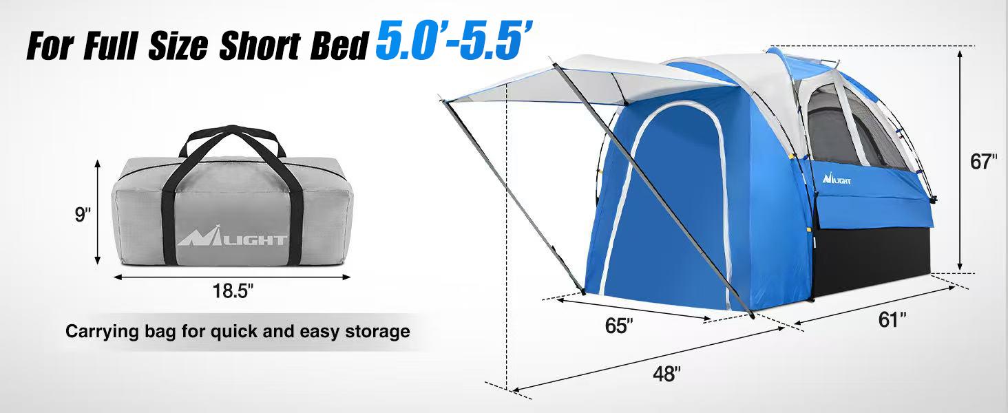 Nilight Truck Bed Tent 5.0-5.5FT Pickup Truck Tents with Removable Awning Waterproof PU2000mm Double Layer Rainfly Storage Bag 2-Person Sleeping Tailgate Bed Tents for Camping Travel Outdoor,Blue Grey drone 600