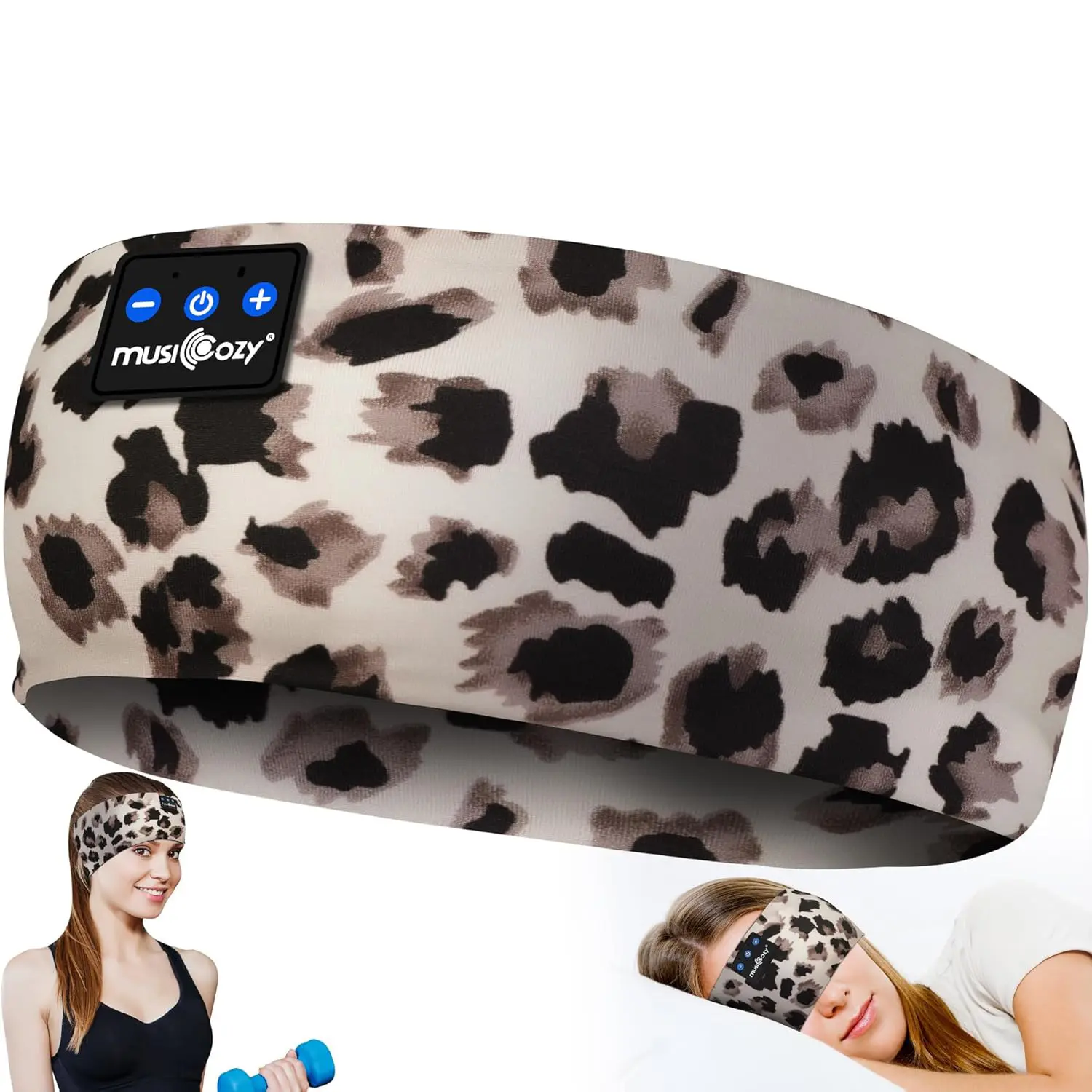 MUSICOZY Bluetooth 5.4 Electronic Sleep Headband Headset, Ultra-Thin Wireless Spandex Eye Mask with HD Stereo Sound, Noise-Blocking for Side Sleepers, Workout, Built-in Batteries, Ideal Christmas Gift